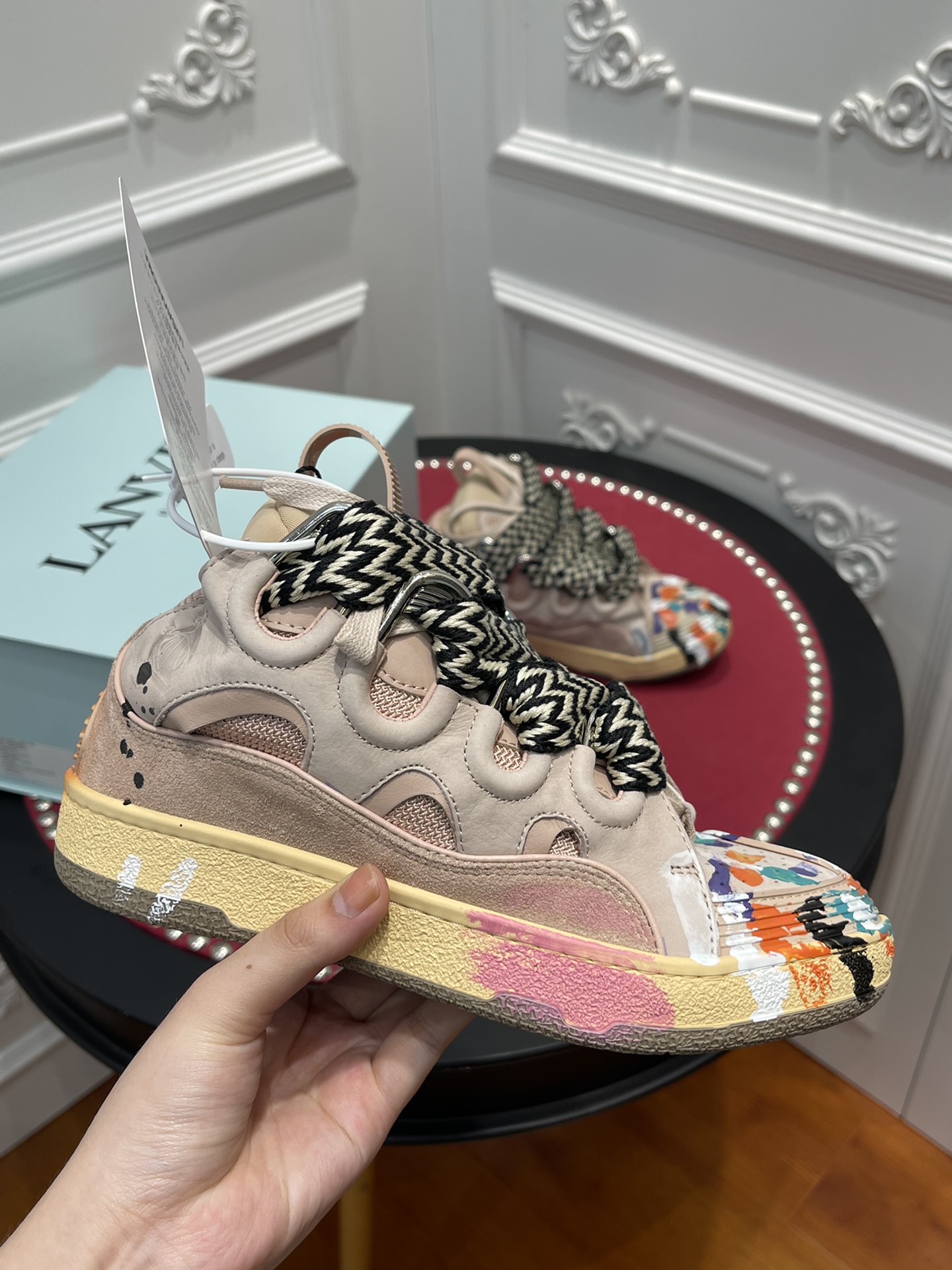 Lanvon Leather CurbGallery Dept. Pale Pink Multi FM-SKRK11-DRGD-P22B5S0